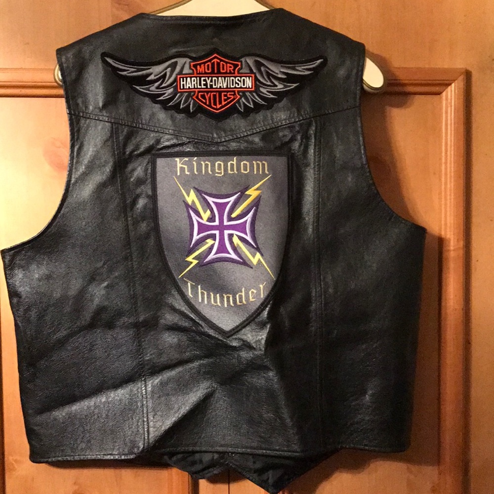 Harley Davidson leather guide gear Sz S biker vest